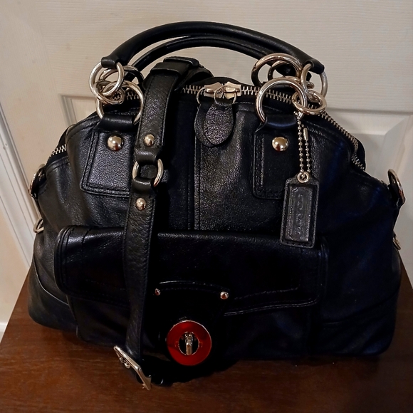 Coach Legacy FRANCINE Domed Leather Satchel, Black, 25148 - Picture 1 of 8